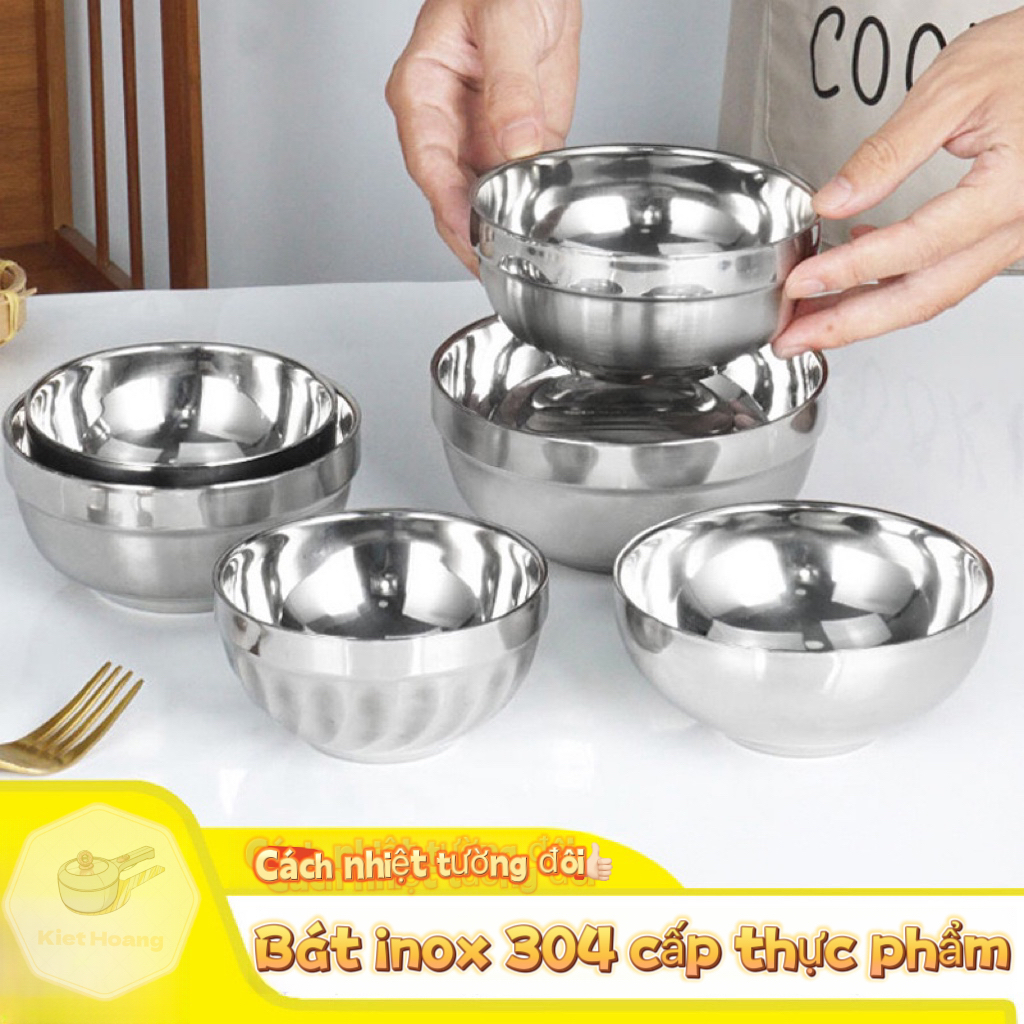 Tô inox Hoàng Kiệt, thép không rỉ,tô đựng canh,cơm. Cách nhiệt 2 lớp ...