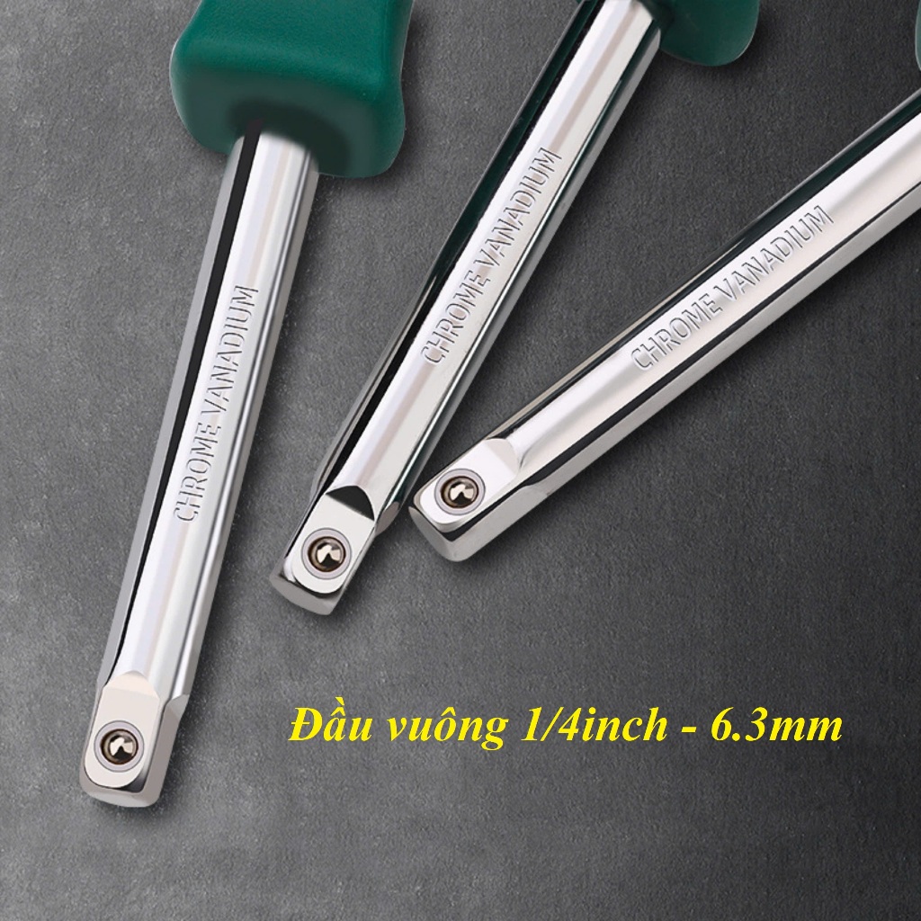 Nguyên Bộ Đầu Tuýp Đầu Khẩu 1/4 Ngắn 4-14mm, Đầu Lắc Léo, Đầu Nối Dài, Tay Vặn Khẩu Tự Động Tuosen