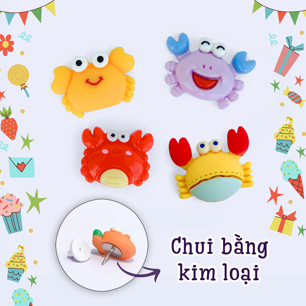 [ảnh thật] Pin sticker cài túi cua biển (sẵn chui kim loại) pin trang ...