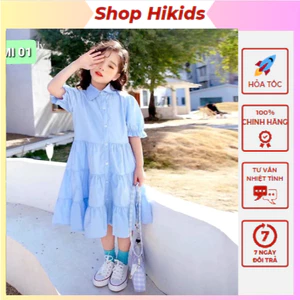 Váy Đầm Cao Cấp Cho Bé Gái Babydoll Sơ Mi Thô Lụa Mềm Thấm Hút Tốt Dáng A Xòe