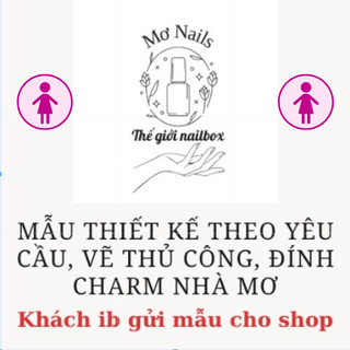 Nail Box thiết kế 10 móng giả theo yêu cầu, vẽ thủ công, đính charm nhà Mơ