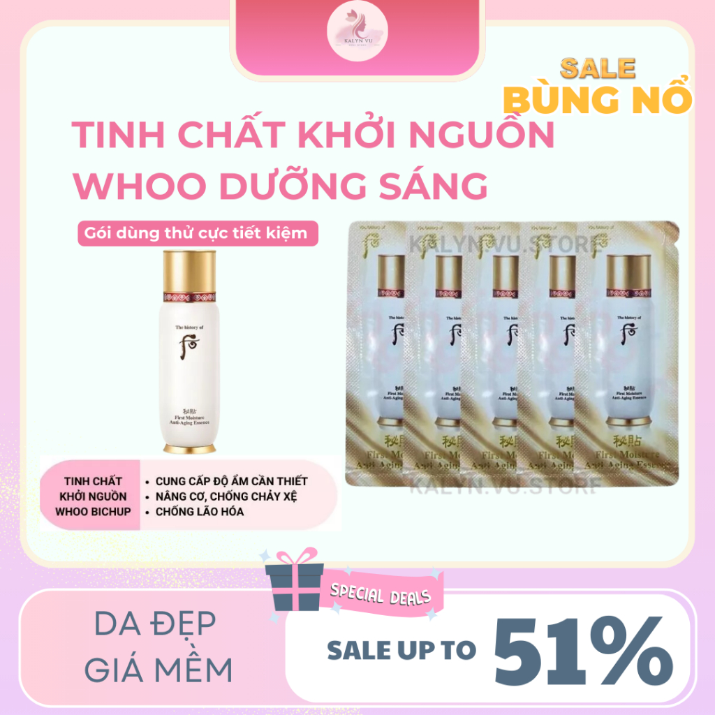 50 Gói Sample Tinh chất khởi nguồn Whoo dưỡng sáng,tăng cường tuần hoàn da-Whoo Bicheop First Care Anti-Aging Essence