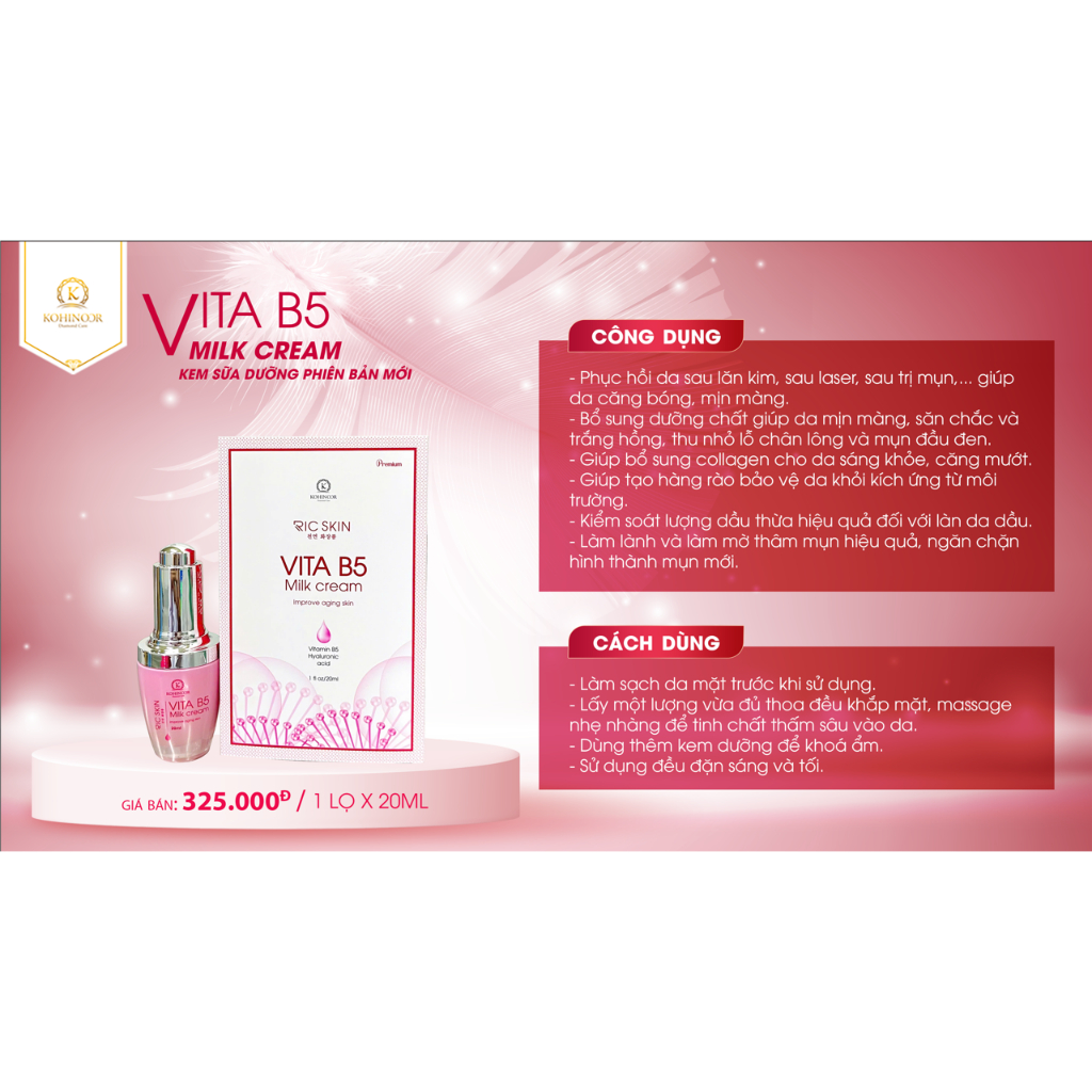 Ảnh Kem dưỡng ẩm milk cream Vita B5 Ric Skin Kohinoor 20 ml 1