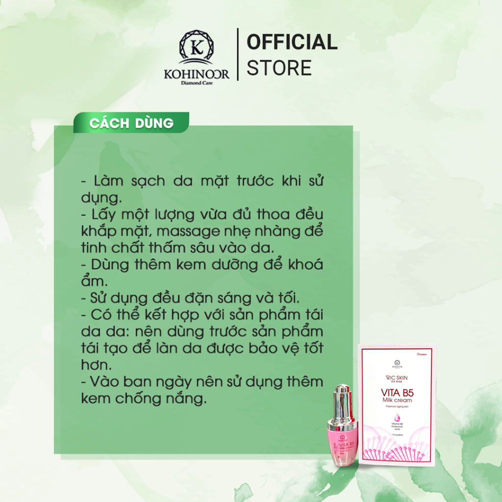 Ảnh Kem dưỡng ẩm milk cream Vita B5 Ric Skin Kohinoor 20 ml 2