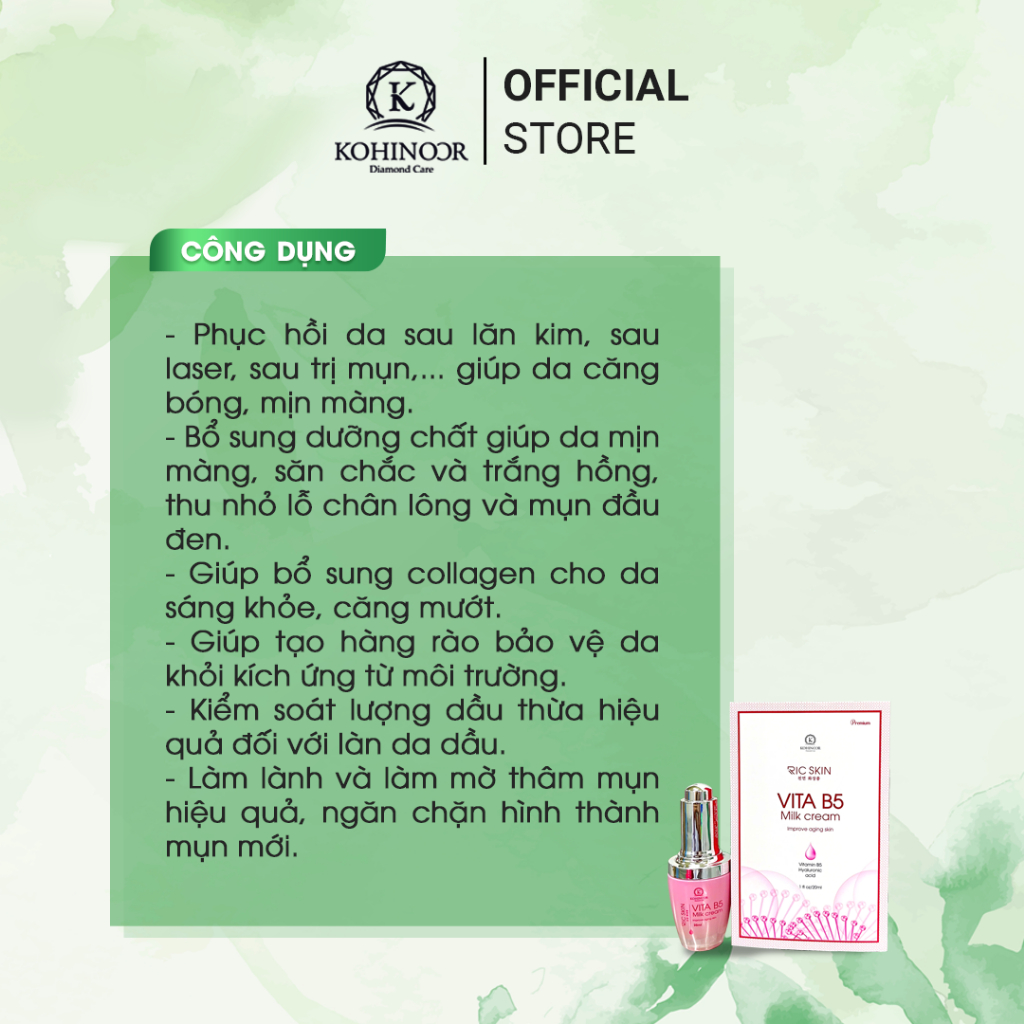 Ảnh Kem dưỡng ẩm milk cream Vita B5 Ric Skin Kohinoor 20 ml 3