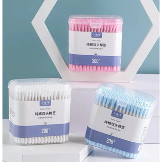 Hộp 200 Tăm Bông 2 Đầu Cotton Chắc Chắn, Tiện Dụng cho Vệ Sinh