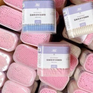 Hộp 200 Tăm Bông 2 Đầu Cotton Chắc Chắn, Tiện Dụng cho Vệ Sinh