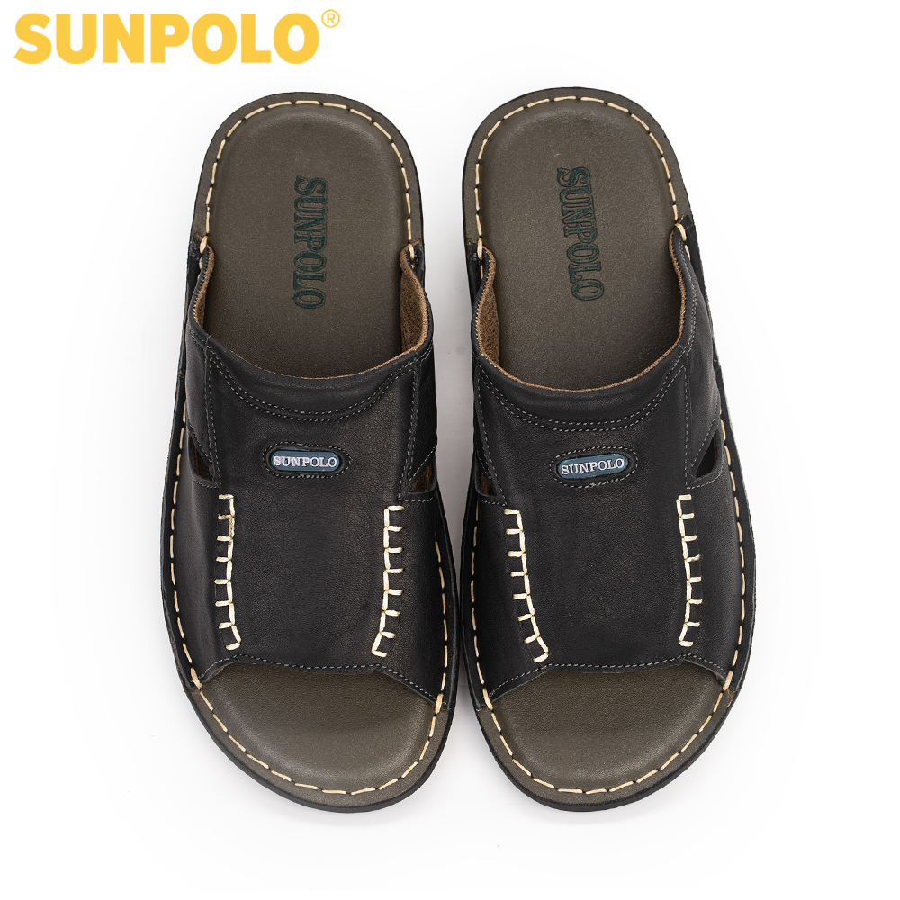 Ảnh Dép quai ngang nam da bò cao cấp Có size lớn 44, 45 SUNPOLO AQN012 3