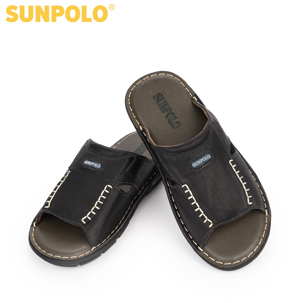 Ảnh Dép quai ngang nam da bò cao cấp Có size lớn 44, 45 SUNPOLO AQN012 4