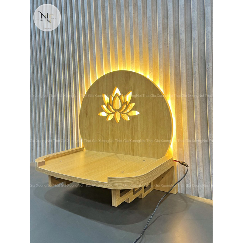 ( Có Đèn Led Sẵn - Sản Phẩm Tự Lắp Ráp ) BÀN THỜ TREO TƯỜNG HOA SEN BÚP MÀU VÀNG
