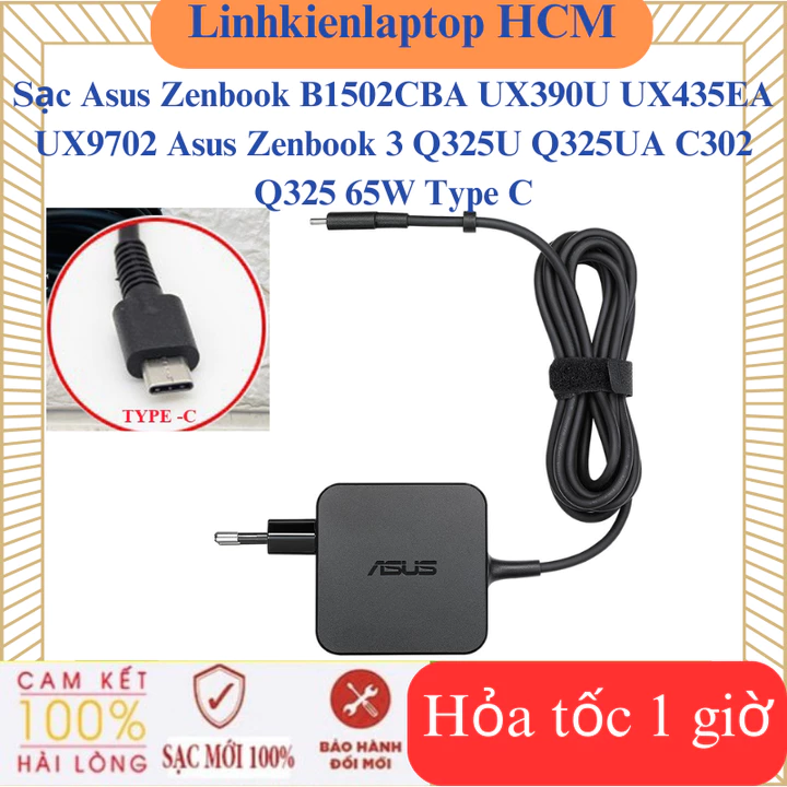 Sạc laptop Asus Zenbook B1502CBA UX390U UX435EA UX9702 Asus Zenbook 3 Q325U Q325UA C302 Q325 Sạc laptop Asus 65W Type C