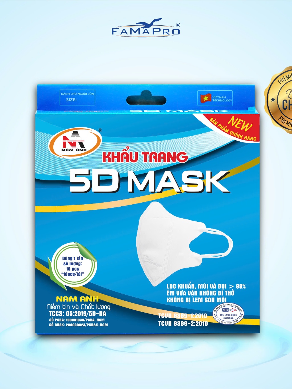 Ảnh Khẩu trang y tế kháng khuẩn 3 lớp Famapro 5D Mask hộp 10 chiếc 3