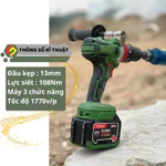 Máy Khoan Pin AKUZA K1 PRO Đầu Auto Lock 13mm - Khoan pin Không Chổi Than 2 pin 15 cell cao cấp bảo hành chính hãng — ảnh 2