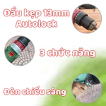 Máy Khoan Pin AKUZA K1 PRO Đầu Auto Lock 13mm - Khoan pin Không Chổi Than 2 pin 15 cell cao cấp bảo hành chính hãng — ảnh 3