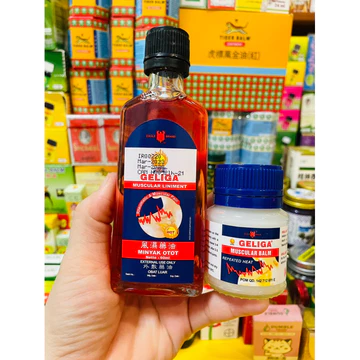 [Combo 2 dầu Geliga Muscular Liniment] 1 chai dầu nóng xoa bóp 60ml + 1 lọ dầu cù là 40gr - Indonesia