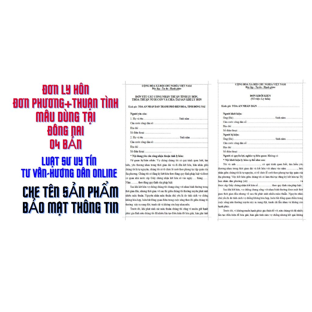 ĐƠN LY HÔN THUẬN TÌNH VÀ ĐƠN PHƯƠNG MẪU MỚI SAU 1/7/2025 DÙNG LUÔN