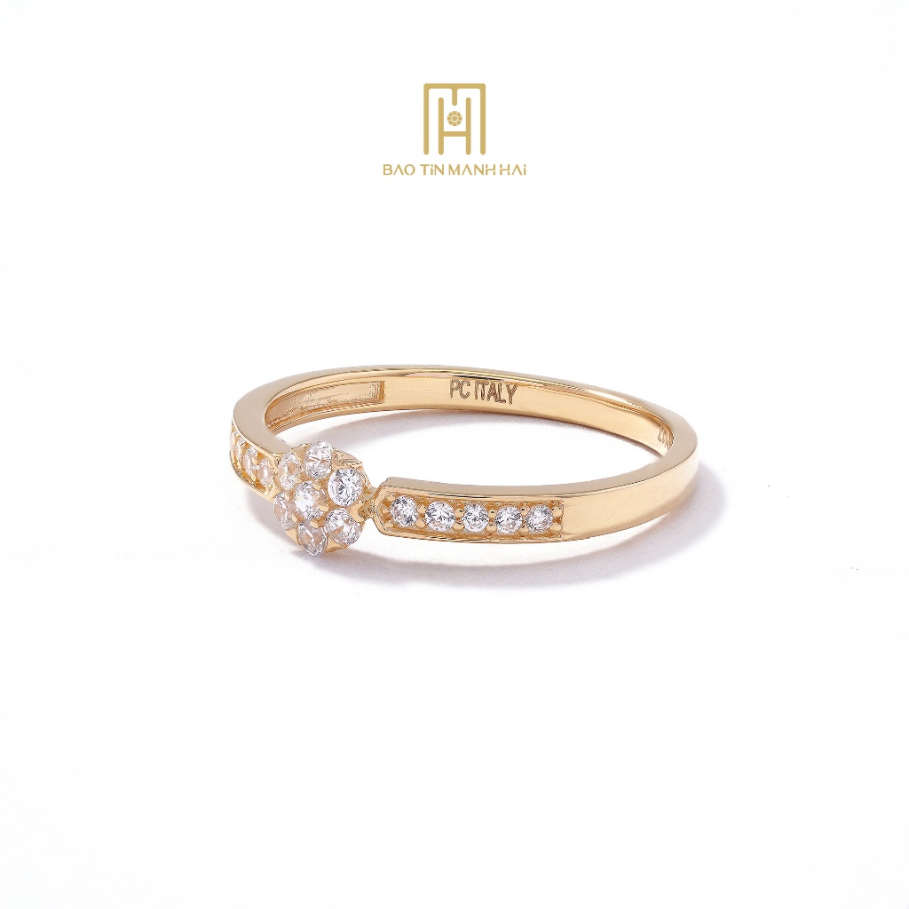 Ảnh Nhẫn vàng 10K Bảo Tín Mạnh Hải thiết kế đính đá sang trong tinh tế phong cách Ý PYN1V10KDH-409050 2
