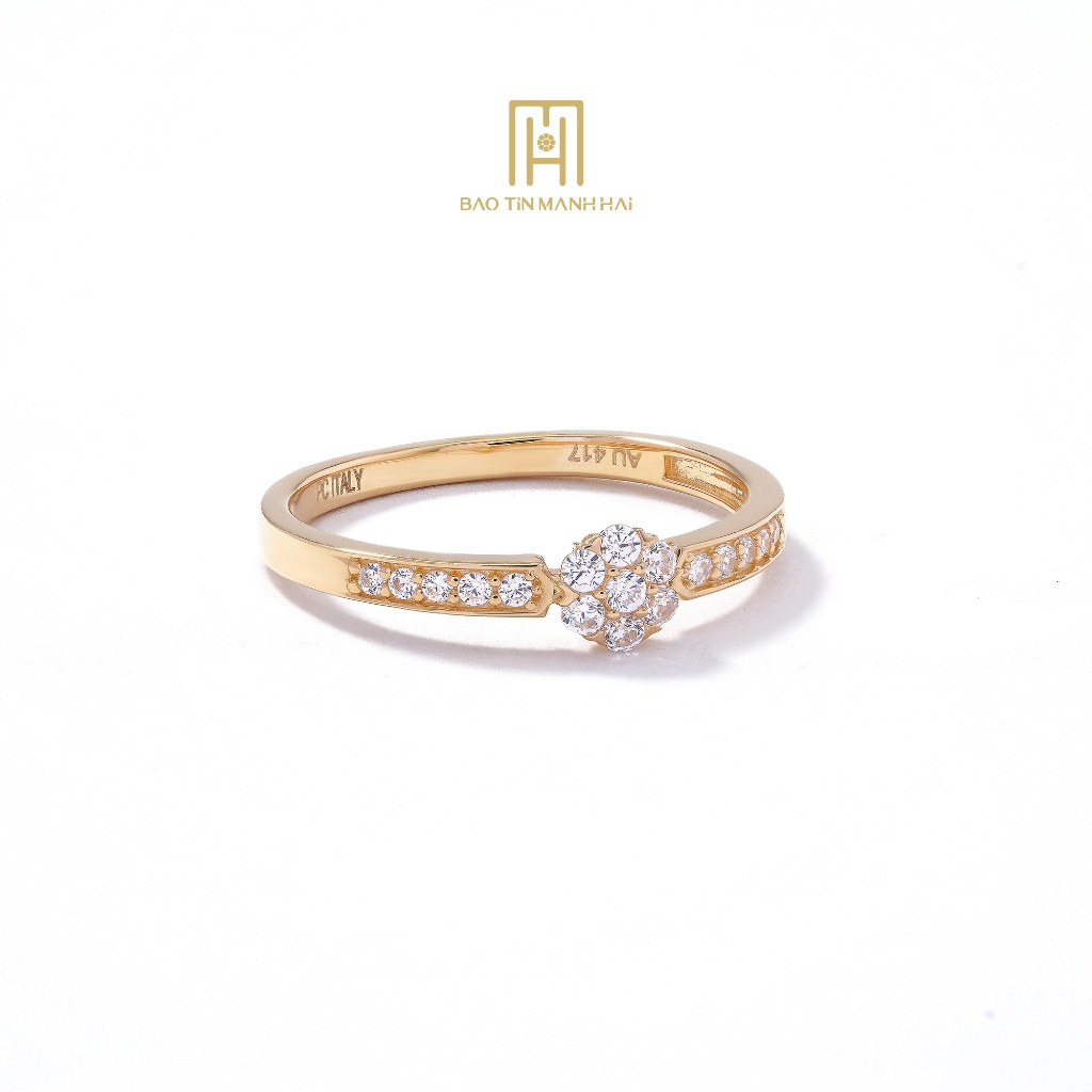 Ảnh Nhẫn vàng 10K Bảo Tín Mạnh Hải thiết kế đính đá sang trong tinh tế phong cách Ý PYN1V10KDH-409050 1