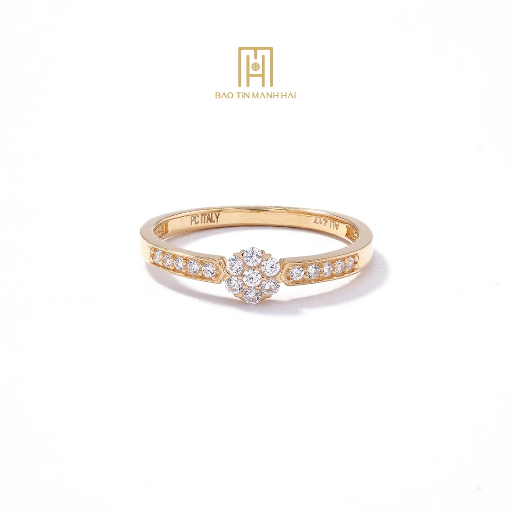 Ảnh Nhẫn vàng 10K Bảo Tín Mạnh Hải thiết kế đính đá sang trong tinh tế phong cách Ý PYN1V10KDH-409050 3