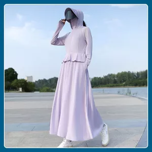 Áo khoác chống nắng nữ toàn thân 2 lớp chất thun lạnh thoáng mát chống tia UV, mũ rộng vành, phối eo bèo thời trang