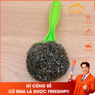 Dụng cụ cọ rửa nồi chảo tay cầm cước Inox