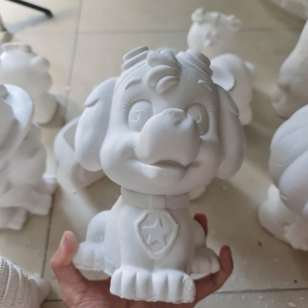 [Được chọn mẫu] Bộ tượng tô màu CHÓ CỨU HỘ bằng thạch cao 3D kích thước 17-25 cm cho bạn thoải thức sáng tạo