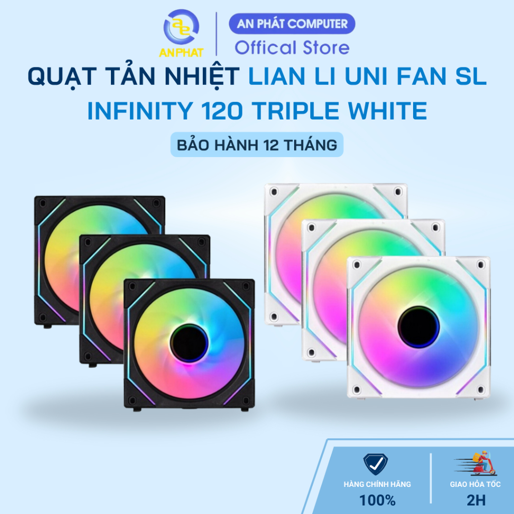 Quạt máy tính Lian Li UNI Fan SL Infinity 120 Triple White/Black (Bộ 3 ...