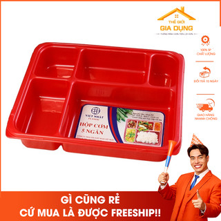 Khay cơm 5 ngăn nhựa việt nhật có nắp