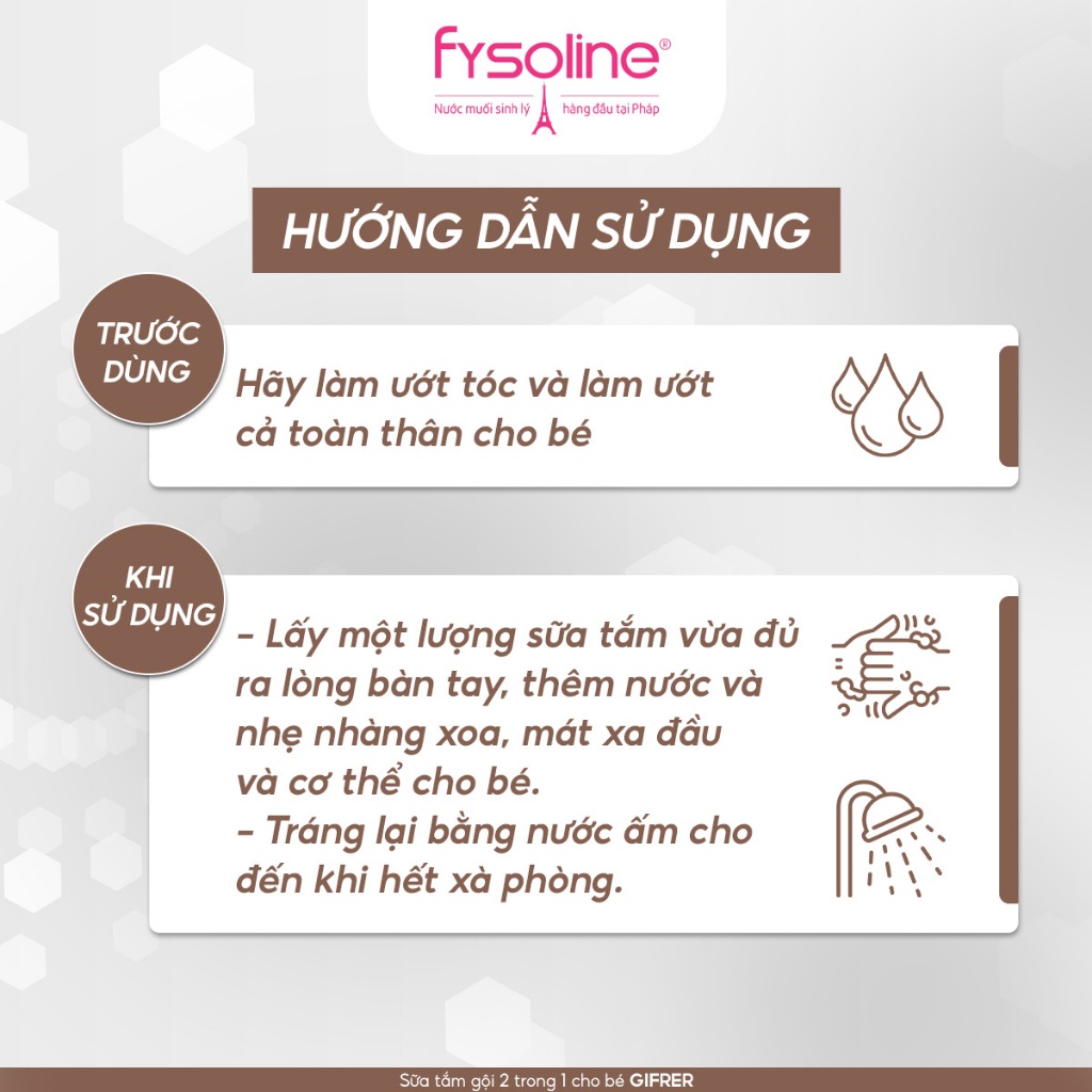 Sữa Tắm Gội 2 trong 1 cho bé Gifrer 500ml - Tinh chất Cúc Vạn Thọ Kháng khuẩn tăng cường độ ẩm - Fysoline