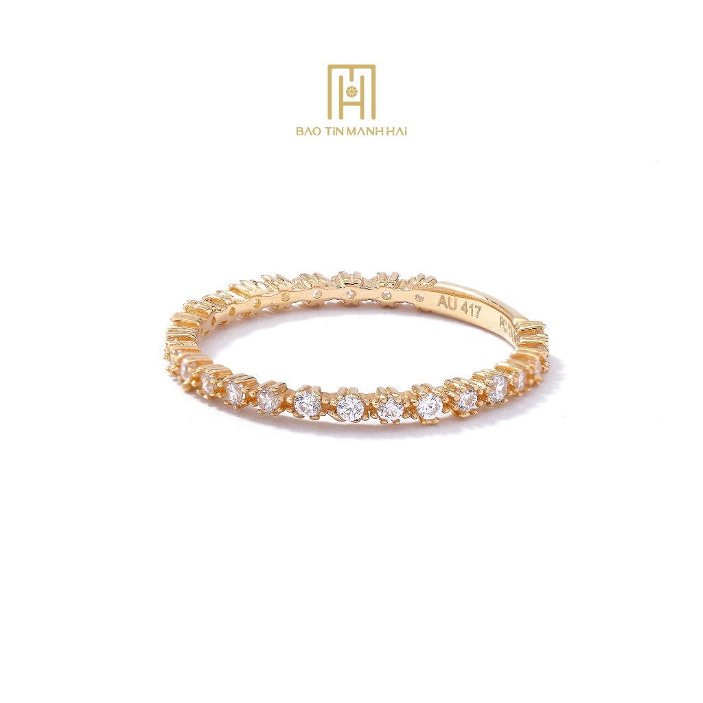 Ảnh Nhẫn vàng 10K Bảo Tín Mạnh Hải thiết kế dáng mảnh đính đá tinh tế phong cách Ý PYN1V10KDH-502005 1