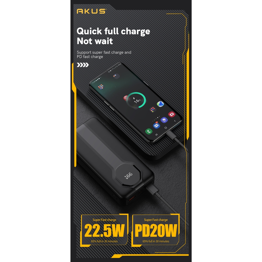 Ảnh Sạc dự phòng 20000mAh AKUS A22lux Sạc nhanh 20W Type-C in/out 3
