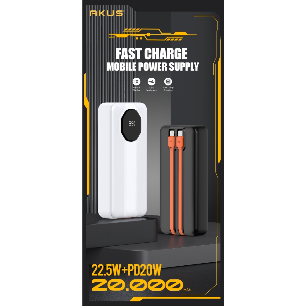 Ảnh Sạc dự phòng 20000mAh AKUS A22lux Sạc nhanh 20W Type-C in/out 1