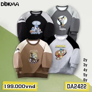 Áo Nỉ, Da Cá Dài Tay Bé Trai Dáng Thể Thao Dokma DA2414, DA2416, DA2422, DA2431, DA2432