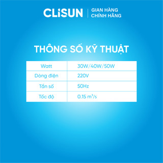 Quạt Thông Gió Hút Trần CLISUN | Quạt Thông Gió Hút Mùi Chống Ồn Lượng Gió Lớn Tiết Kiệm Điện 30W 40W 50W
