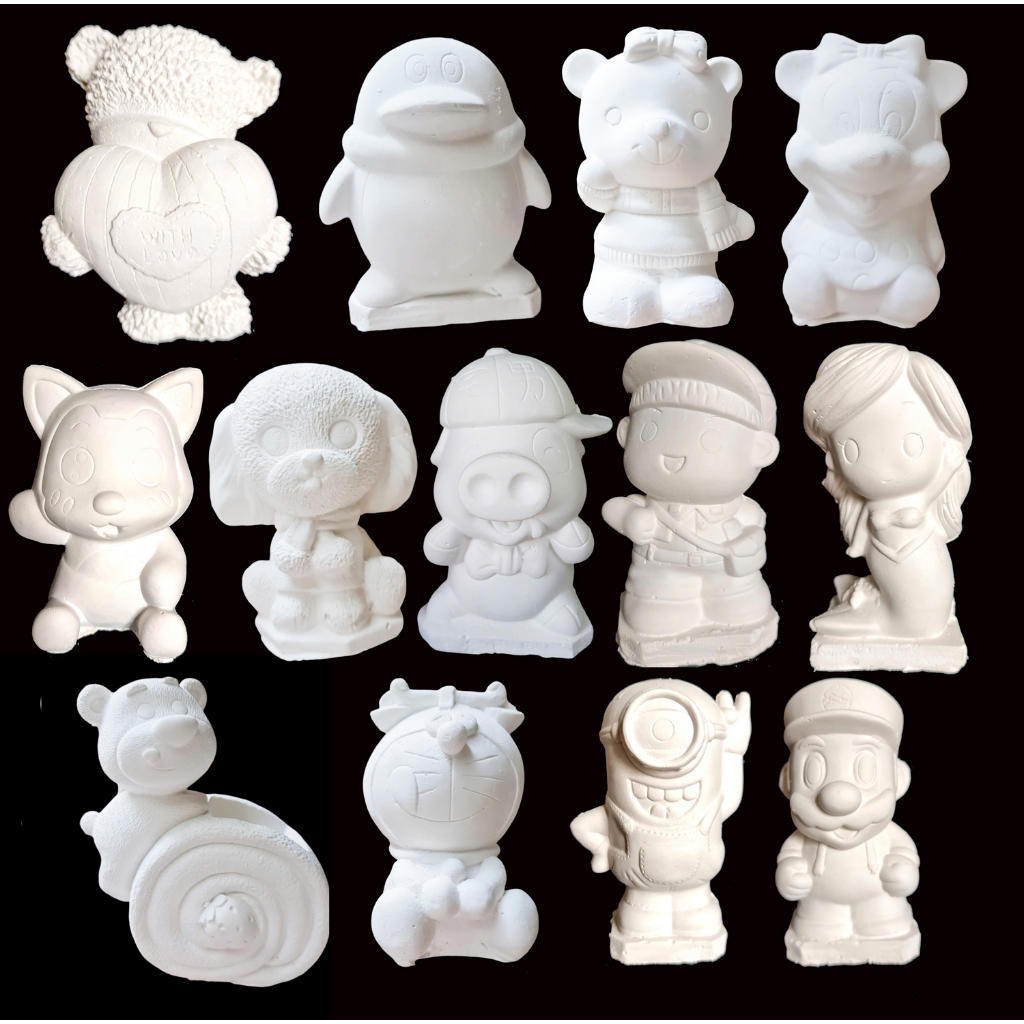 Tặng dây màu] Combo 5, 10 tượng tô màu thạch cao 3D kích thước 13-15 cm kèm 12 màu và 2 cọ cho bé thoải thức sáng tạo