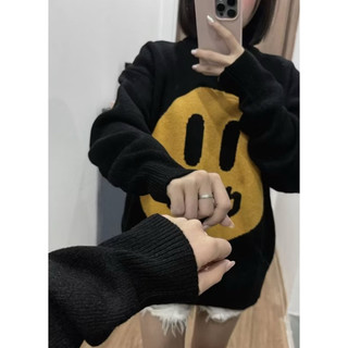 Áo Len dệt kim mềm mại cho thời trang nam nữ hoạ tiết mặt cười dễ thương thời trang nam nữ
