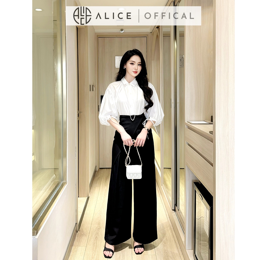 Ảnh Set Áo Thô Tay Lửng Và Quần Thắt Eo Chéo Rubi Dáng Suông Alice Công Sở Thanh Lịch S716 2