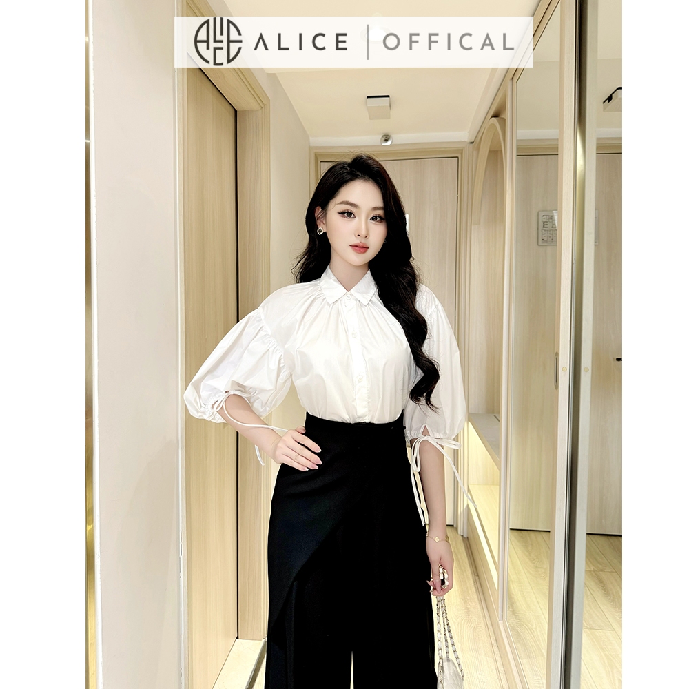 Ảnh Set Áo Thô Tay Lửng Và Quần Thắt Eo Chéo Rubi Dáng Suông Alice Công Sở Thanh Lịch S716 4