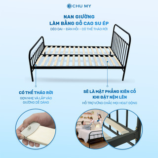 Giường khung Sắt WILLOW CHU MY - Khung Thép Sơn Tĩnh Điện, Chân Chắc Chắn, Dễ Lắp Ráp, Màu Đen/Trắng
