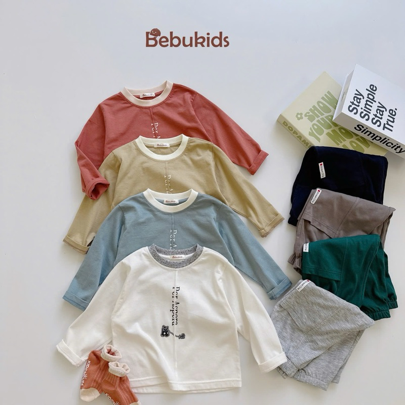 Set bộ dài tay in chữ life is better Bebukids chất liệu cotton 2 chiều, Set quần áo bé trai phong cách Hàn Quốc