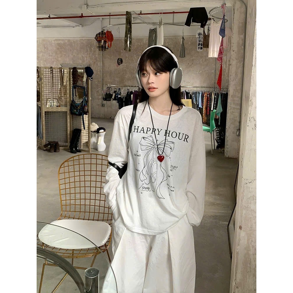 BST Thu Đông ÁO dài tay xượt phom rộng in hình cá tính JULYFASHION, Áo thun nữ tay dài chất thun xượt dáng dài rộng