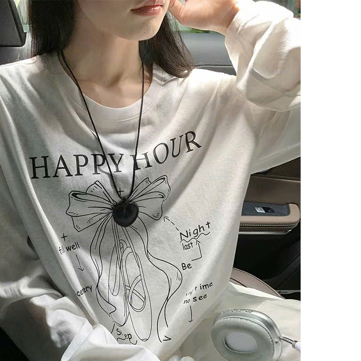 BST Thu Đông ÁO dài tay xượt phom rộng in hình cá tính JULYFASHION, Áo thun nữ tay dài chất thun xượt dáng dài rộng