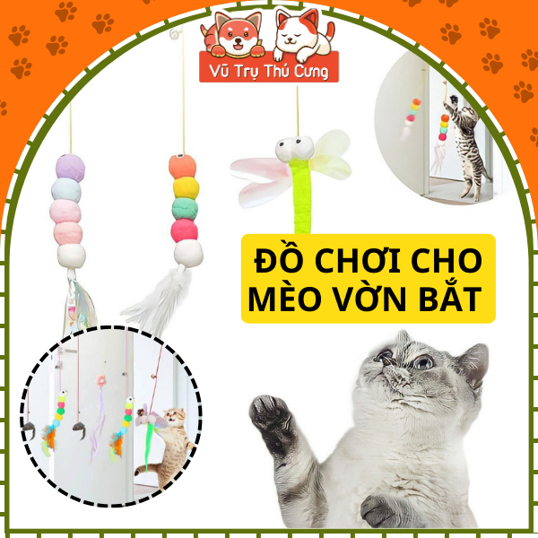 Đồ chơi đuổi bắt cho Mèo tự chơi, dây gắn tường tương tác vui nhộn