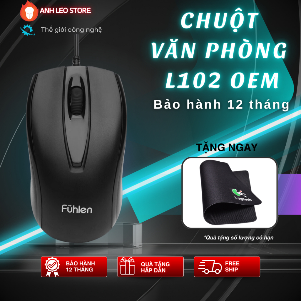 Chuột máy tính văn phòng có dây Fühlen L102 bảo hành 12 tháng ( tặng ...