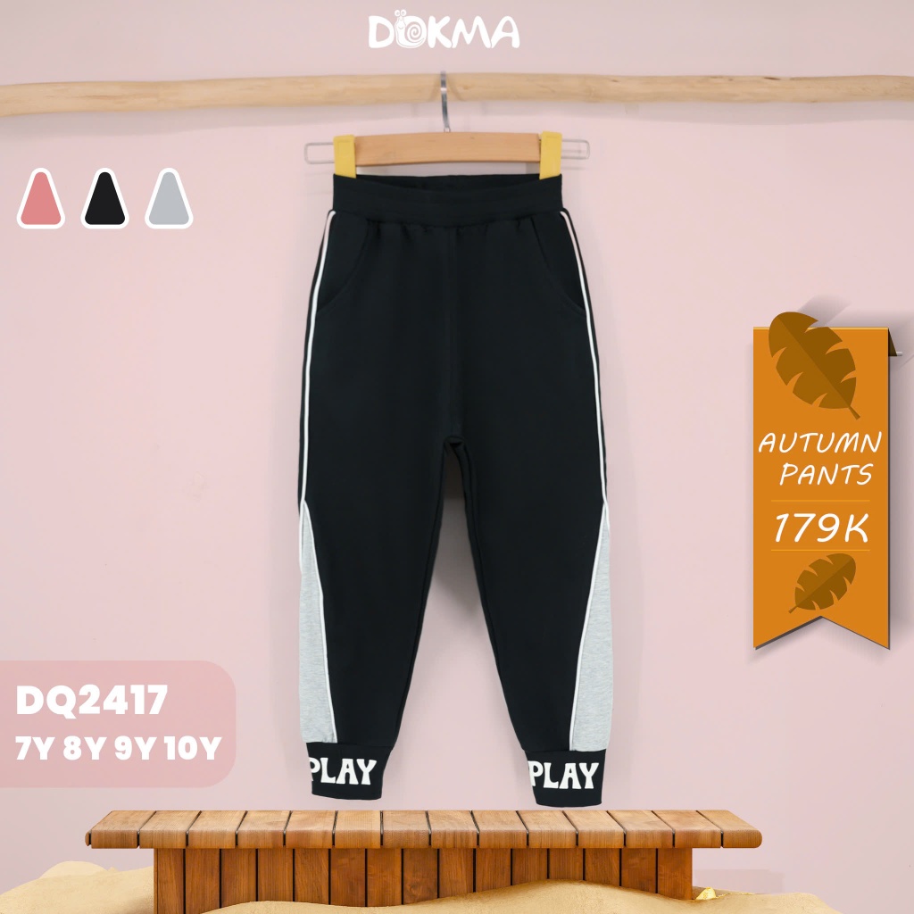 (7-12Y, 22-33kg) Quần Dài Bé Gái Bo Gấu Khoẻ Khoắn Dokma Mã DQ2417 DQ3323