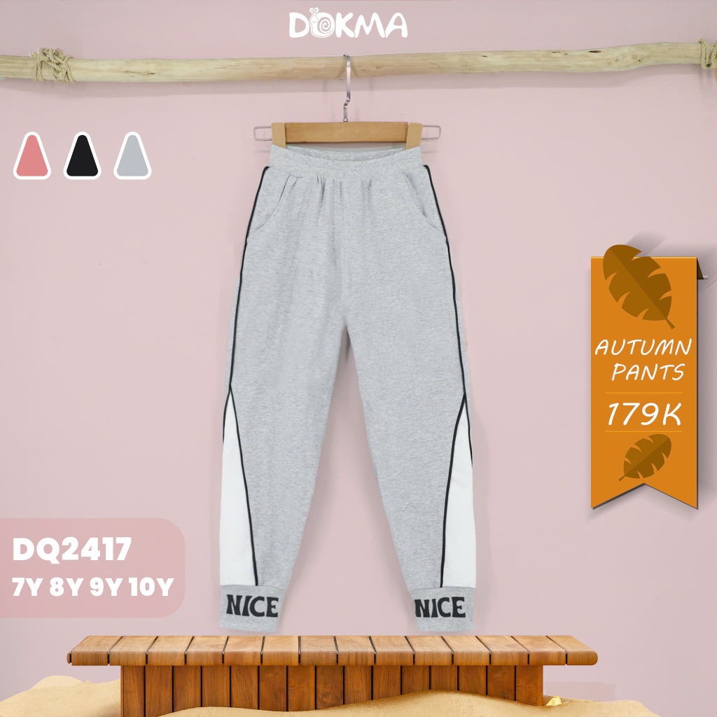(7-12Y, 22-33kg) Quần Dài Bé Gái Bo Gấu Khoẻ Khoắn Dokma Mã DQ2417 DQ3323