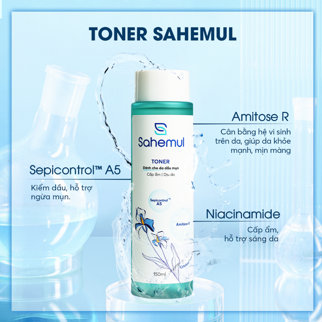 Ảnh Toner Nước Hoa Hồng Sahemul Cho Da Dầu Mụn giúp Cấp Ẩm, Kiềm Dầu, Cân Bằng Da 150ml 2