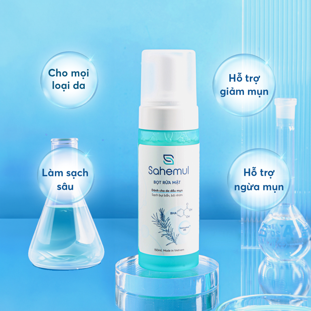 Ảnh Sữa Rửa Mặt Da Dầu Mụn Tạo Bọt Làm Sạch Sâu, Dịu Nhẹ, Ngừa Mụn Sahemul 150ml 2