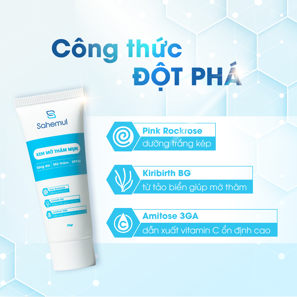 Ảnh Kem Mờ Thâm Mụn Sahemul giúp Giảm Thâm Mụn Hỗ Trợ Sáng Da Đều Màu Da 20gr 1