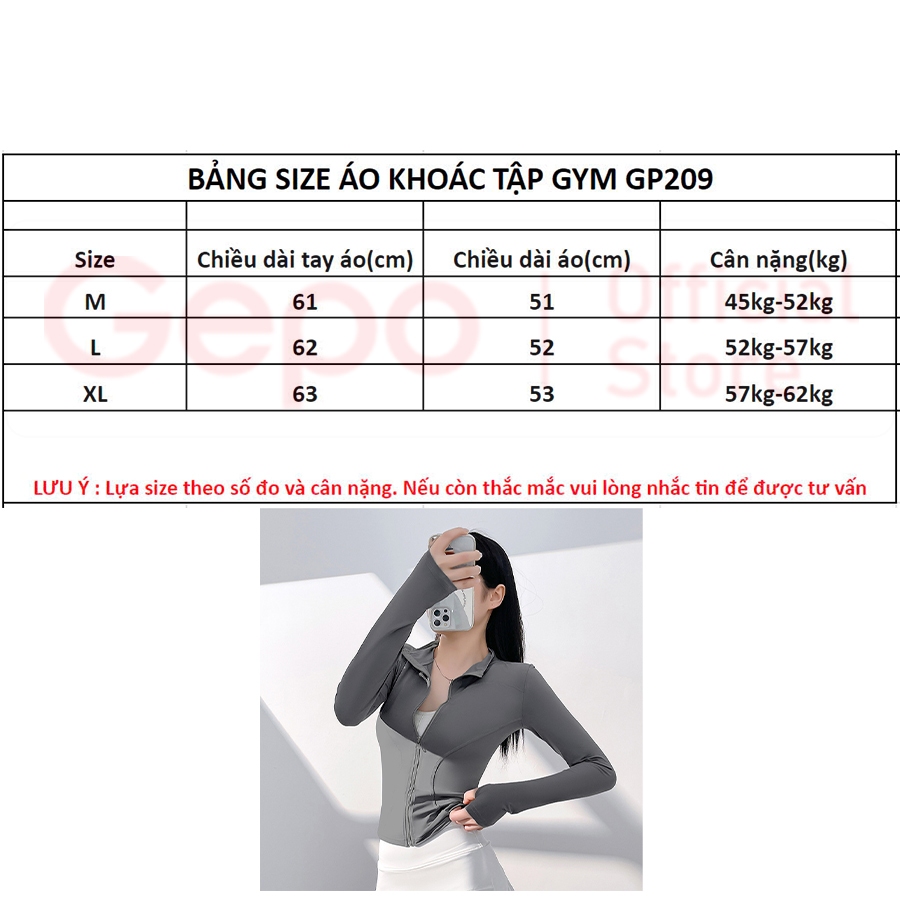 Ảnh Áo Khoác Thể Thao Tập Gym Tập Yoga Nữ Dài Tay Phối Khóa Kéo Co Giãn Thấm Hút Mồ Hôi GEPO GP209 2